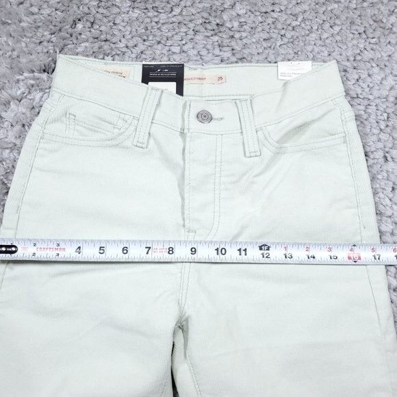 Levi’s Premium Wedgie Straight Corduroy Jeans Pants 25 x 28 Pastel Green Seafoam - Picture 11 of 13